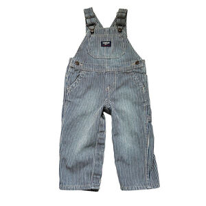 Vintage Retro Early 2000s OshKosh B'gosh Overalls Size 12M Nautical Blue Striped
